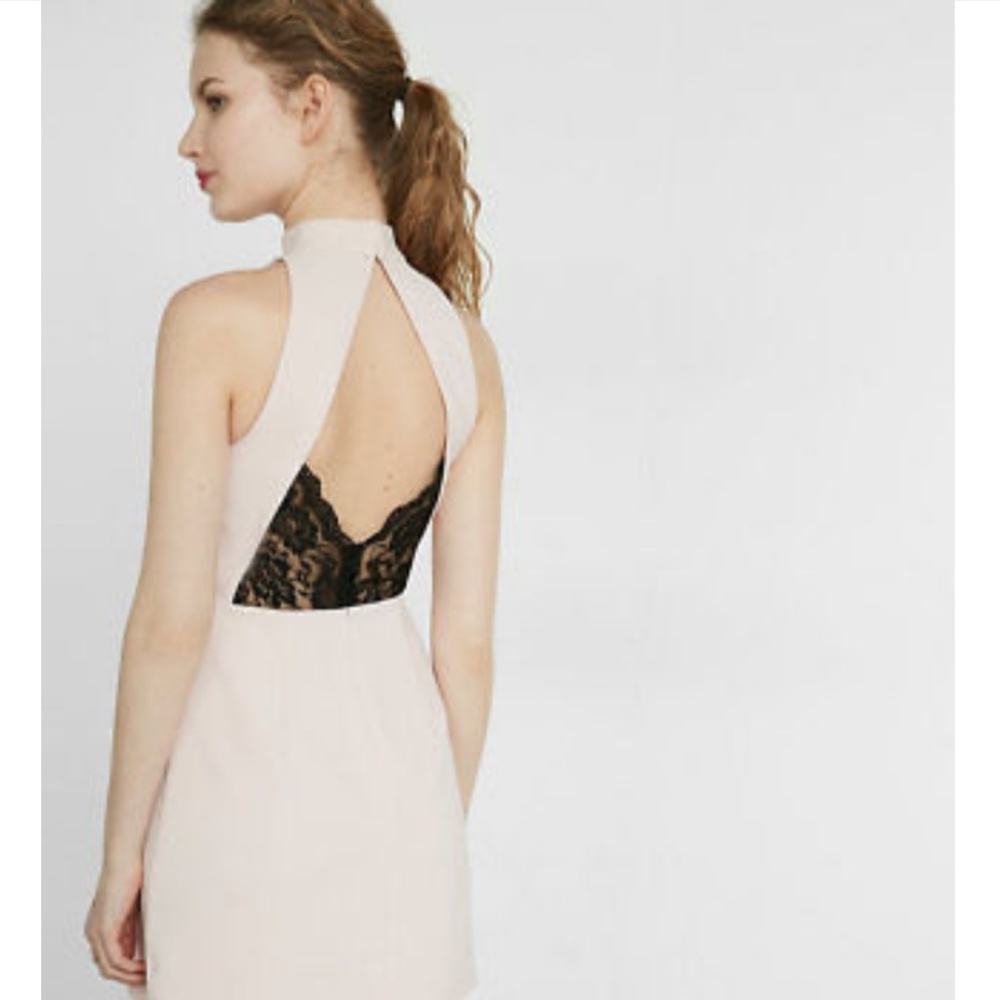 Express Pink Mock Neck Keyhole Mini Dress NWOT
